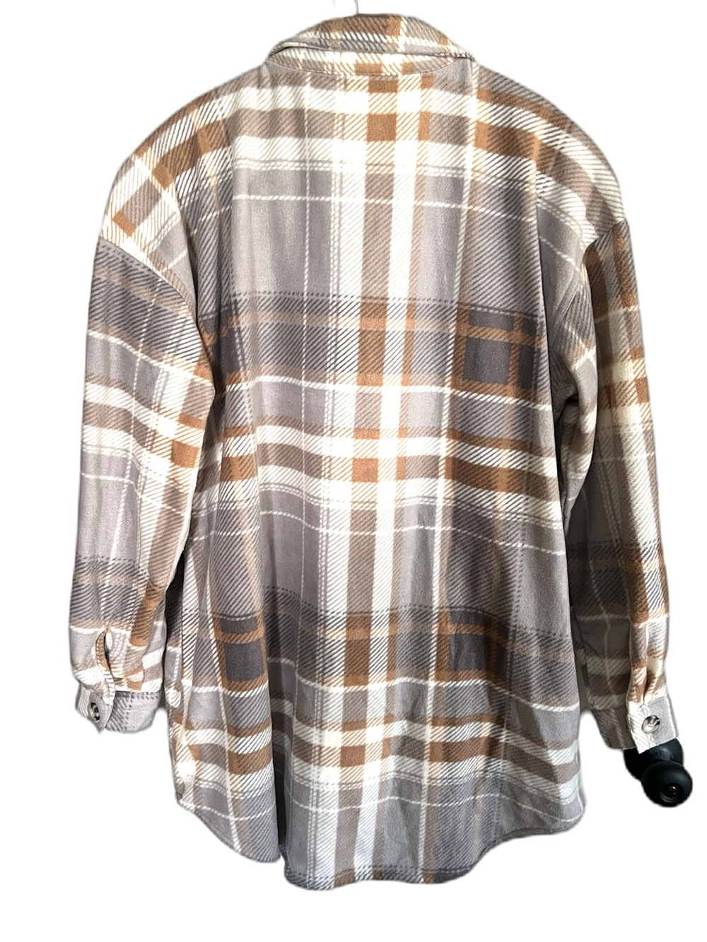 Maurices Fall Taupe Gray Plaid Flannel Button Down Shirt Harvest Autumn Style - Picture 2 of 6